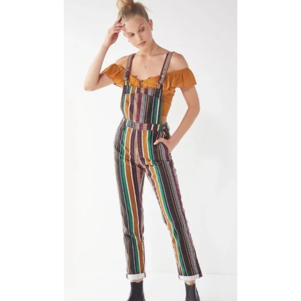 BDG Urban Outfitters Retro Marcy Striped Denim Overalls Multicolor Size XS